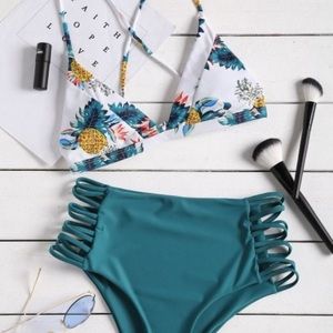 Zaful NWT floral high waisted bikini size M